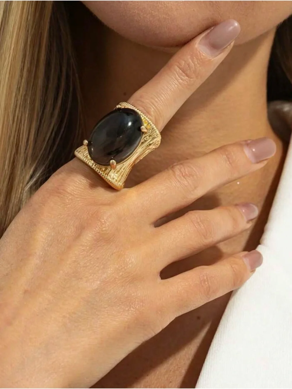 5-Piece Gold Tone Adjustable Statement Ring Set – Vintage Inspired